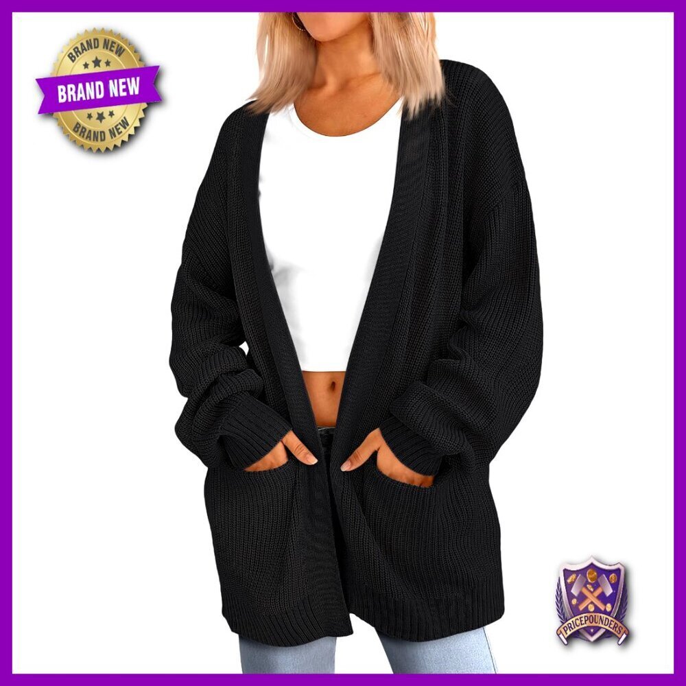 Oversized Knit Cardigan with Pockets, Soft Slouchy Fit for Women